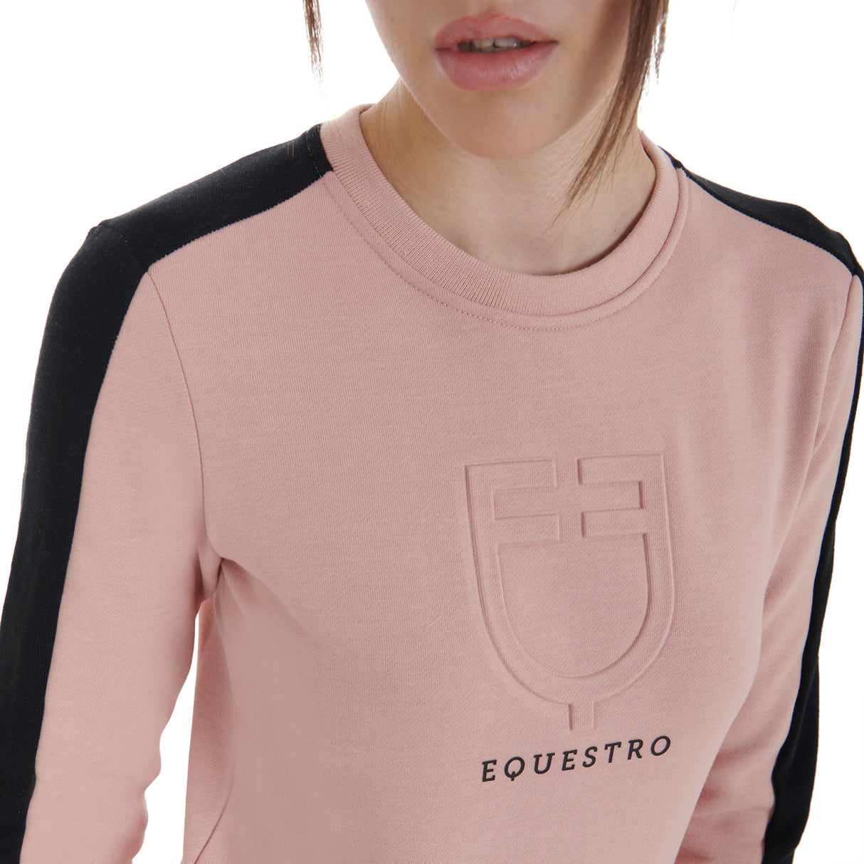 Equestro Women's Crewneck Sweatshirt With Printed Logo #colour_pink