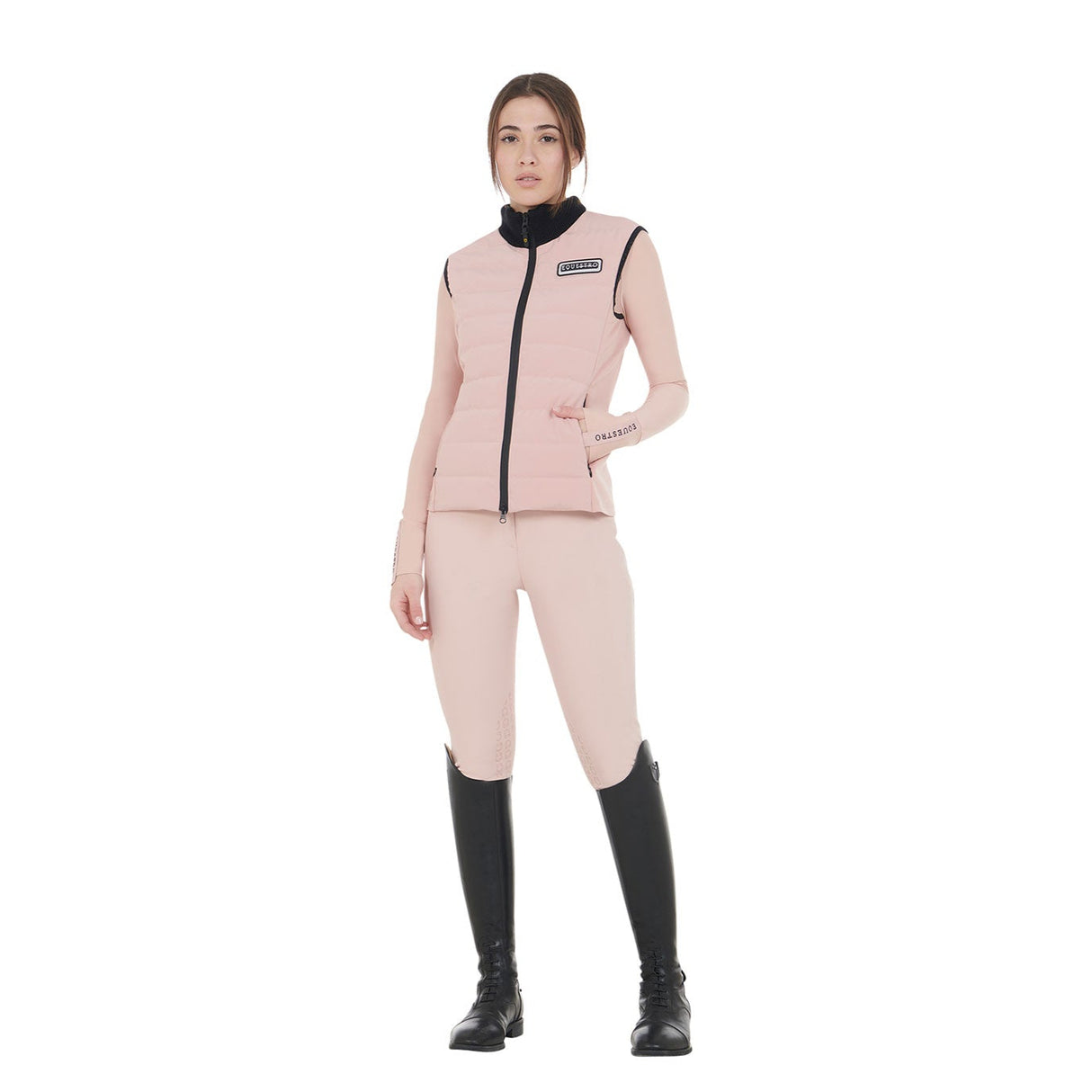 Equestro Women's Technical Blend Zippered Vest #colour_pink