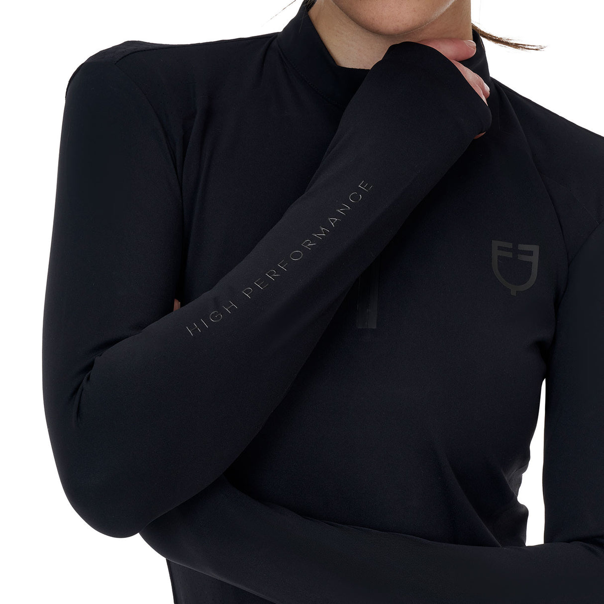 Equestro Ridertechnology women's training polo shirt long sleeves and zip