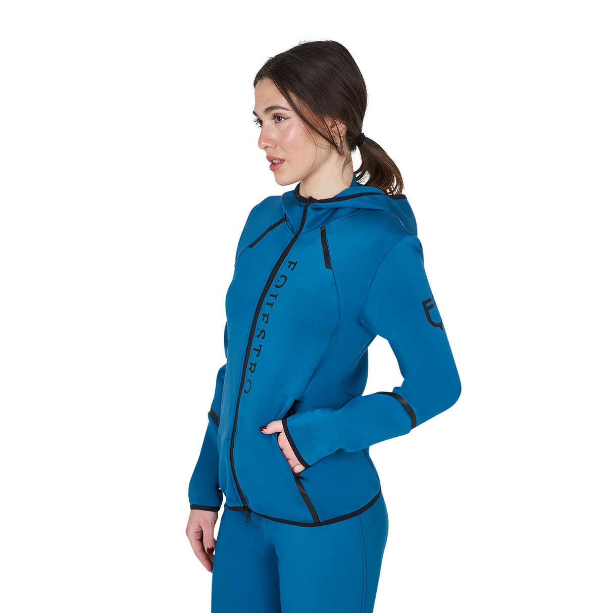 Women's technical sweatshirt in jersey with zip
