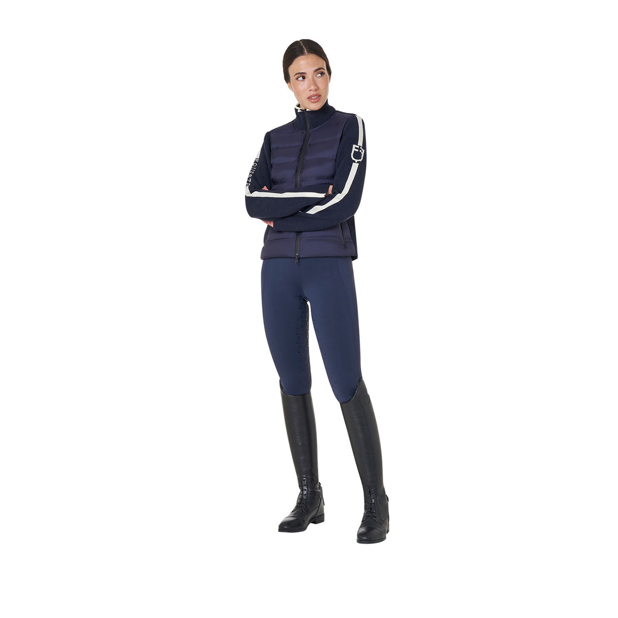 Women's jacket in nylon and knit with zip