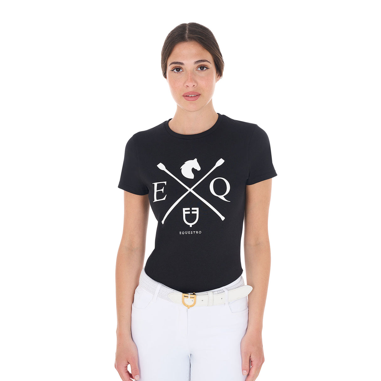 Equestro Women's Eq Cotton T-Shirt #colour_black