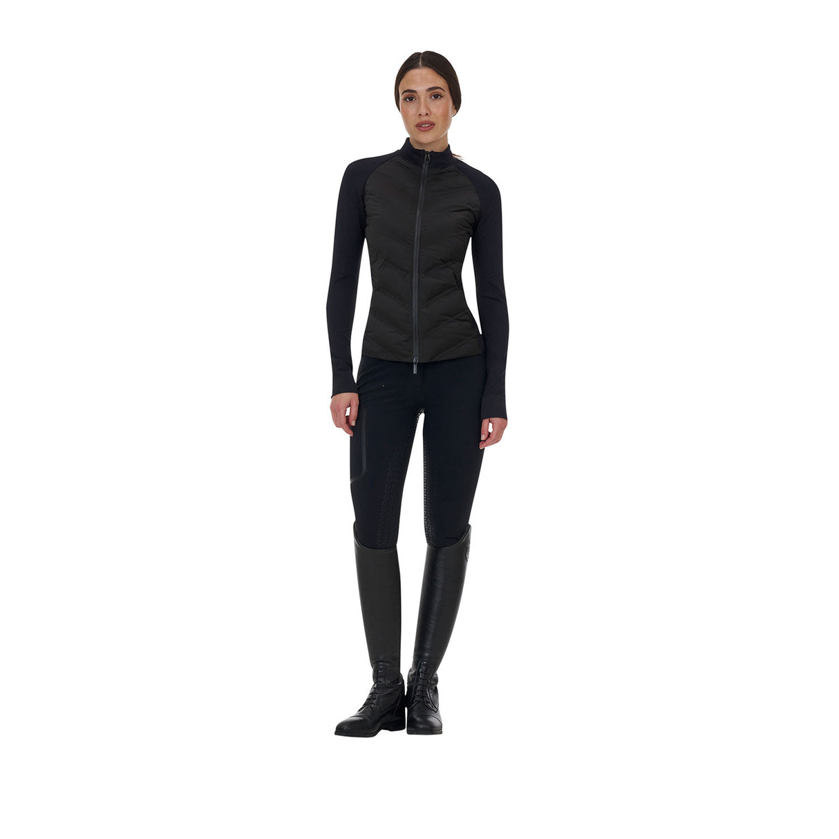 WOMEN'S RIDERTECHNOLOGY FULL ZIP HIBRYD NYLON+KNIT QUILTED JACKET