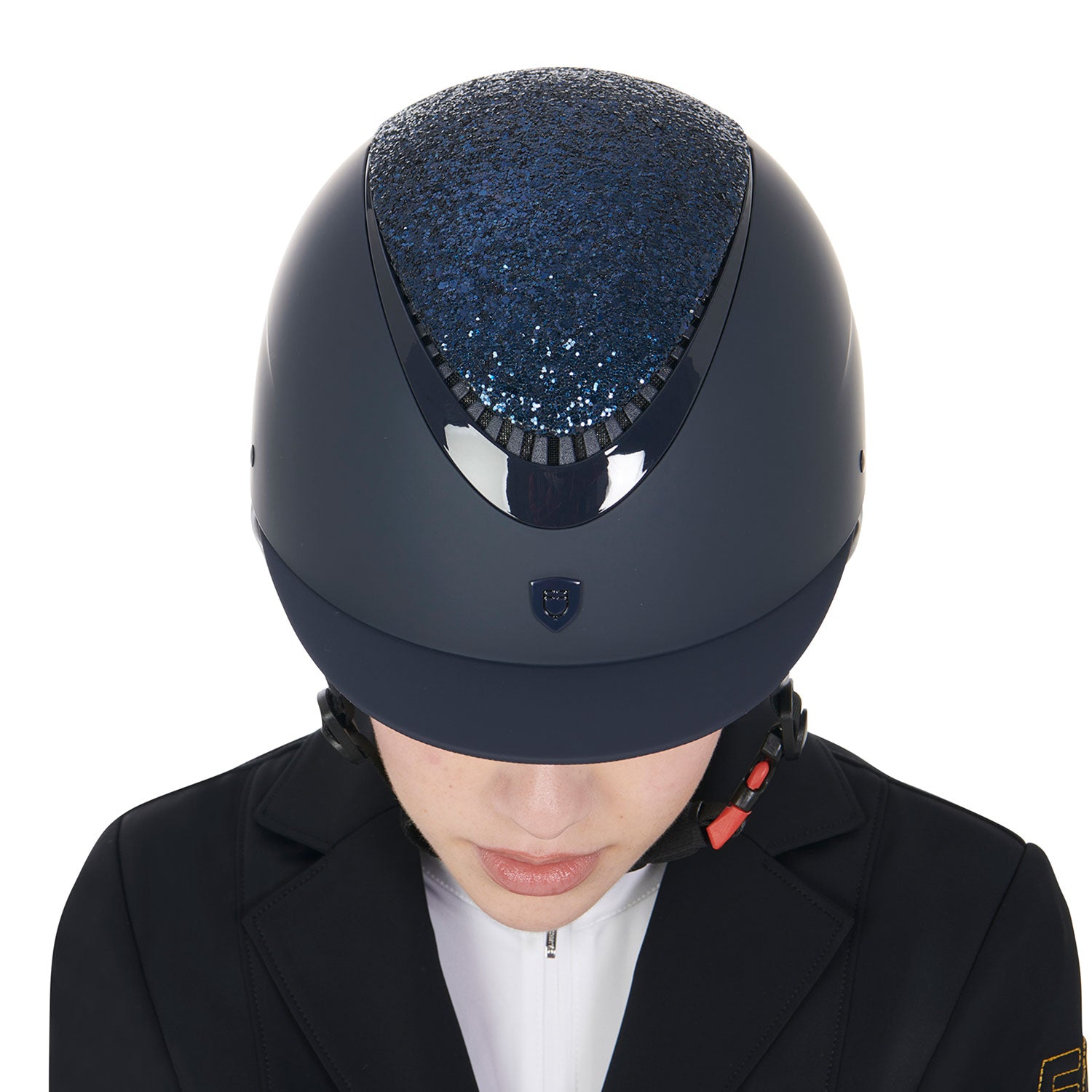 Equestro Narrow Visor Helmet With Rhinestones En 1384-2023 Homologation #colour_blue