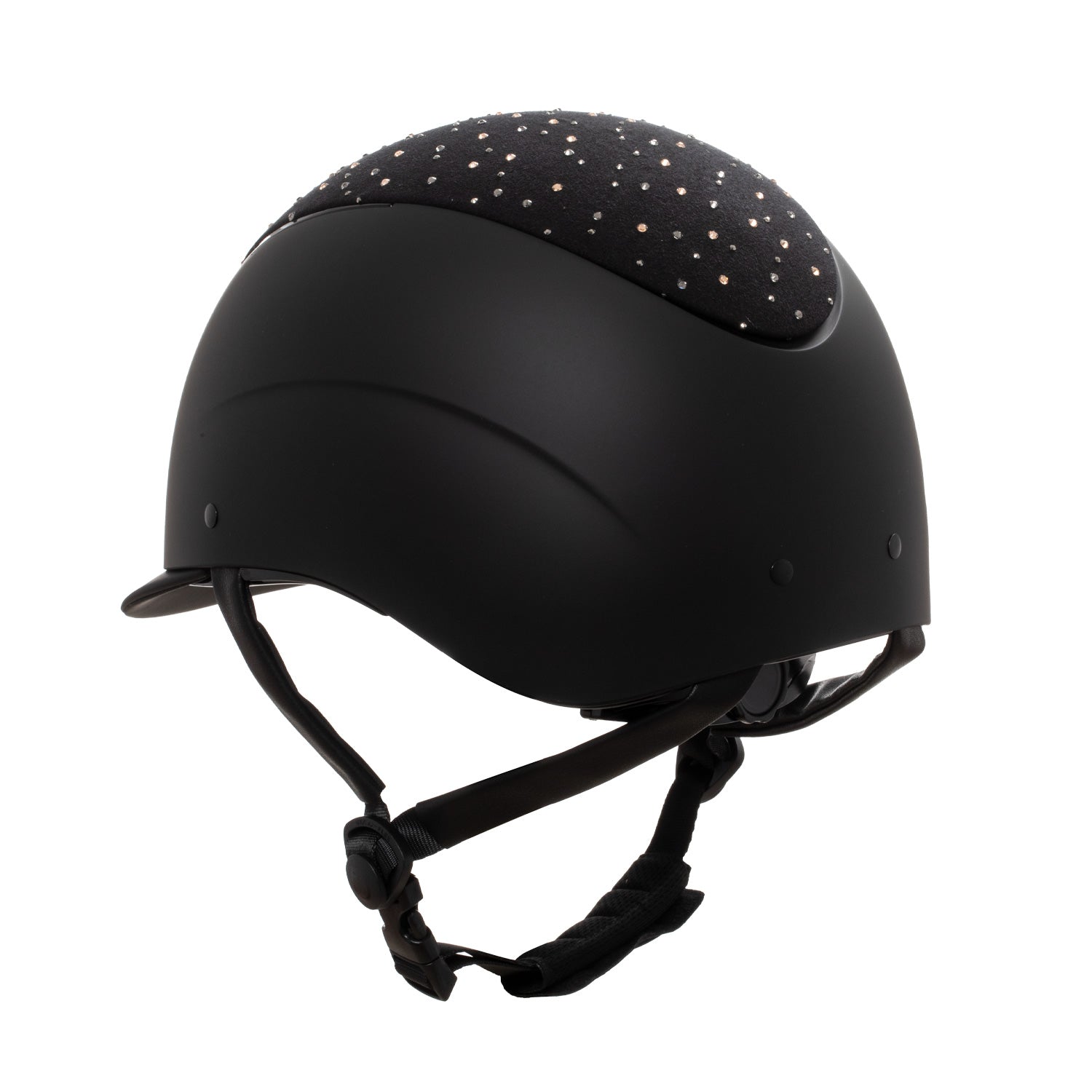 Equestro Matt Helmet With Narrow Visor And Rhinestone Logo Homologation En 1384-2023