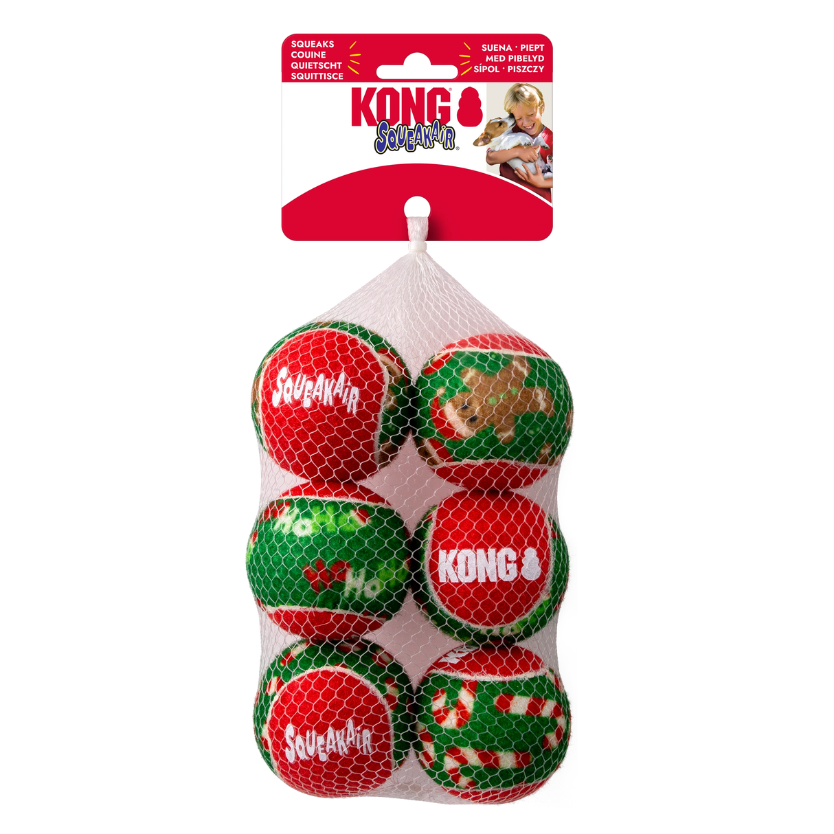 Kong Holiday Squeakair Balls Pack på 6