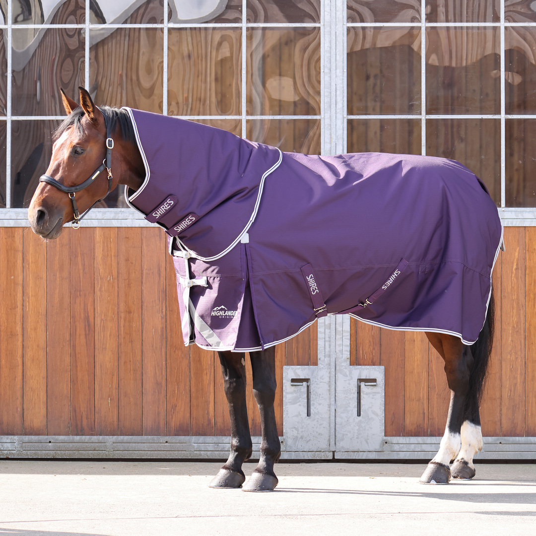 Shires Highlander Original 100g Turnout Rug & Neck #colour_plum