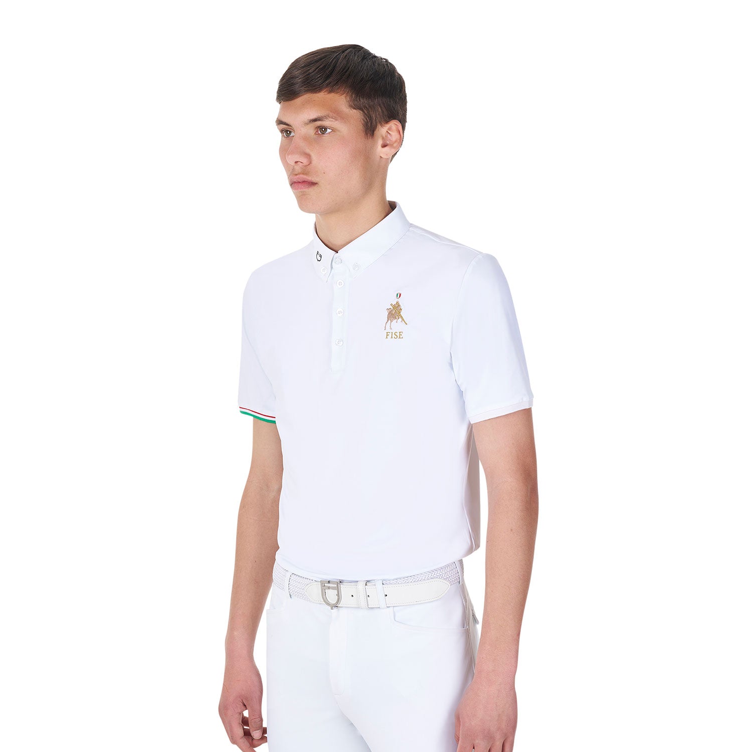 Equestro Men's Competition Polo Shirt Equestro X Fise #colour_white