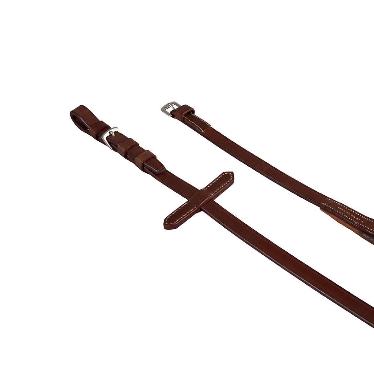 Equestro Leather And Rubber Reins With Stainless Steel Buckles