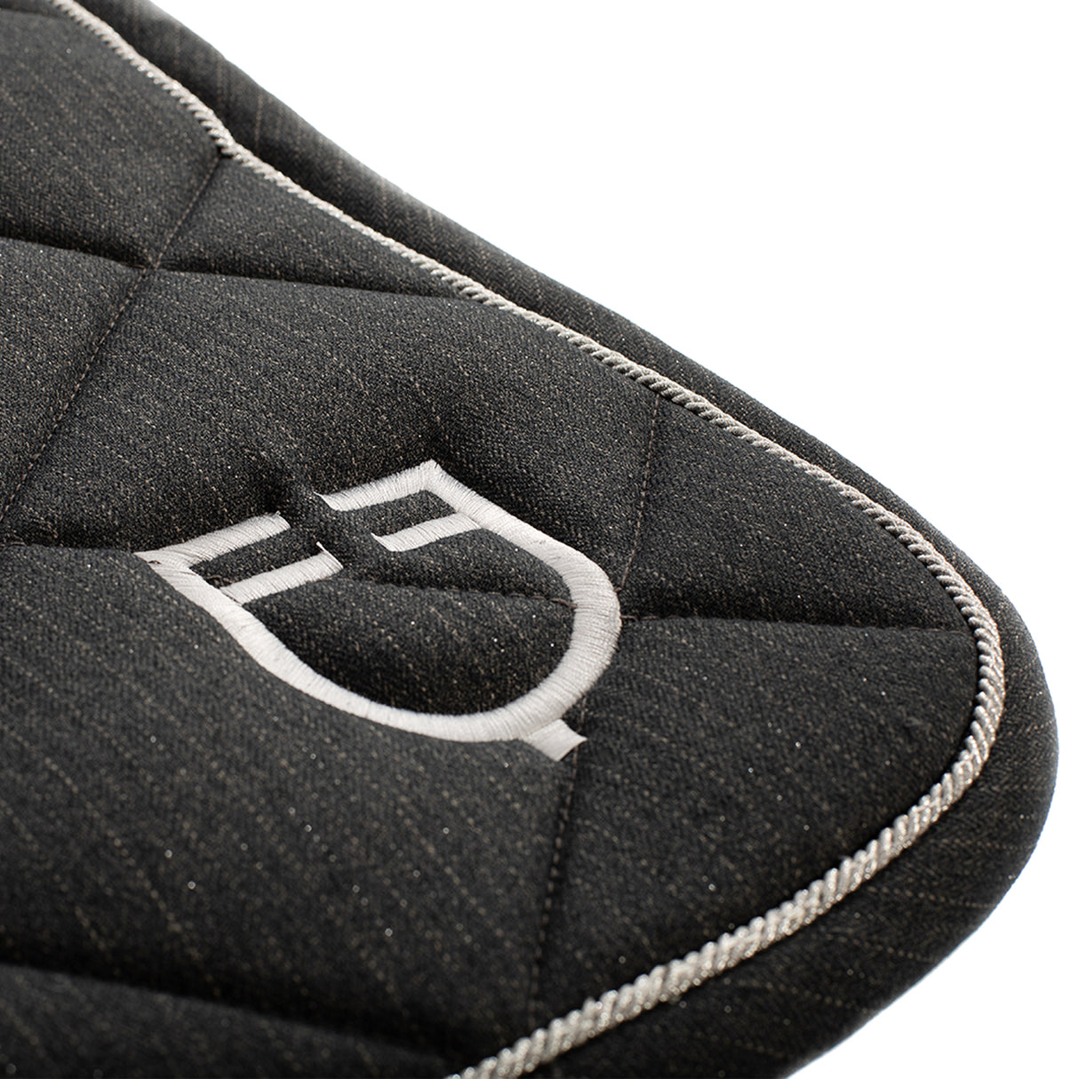 Equestro Jumping Saddle Pad In Cotton With Trimmings With Logo #colour_grey