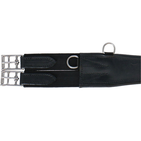 Waldhausen Leather Long Girth with Ring #colour_black