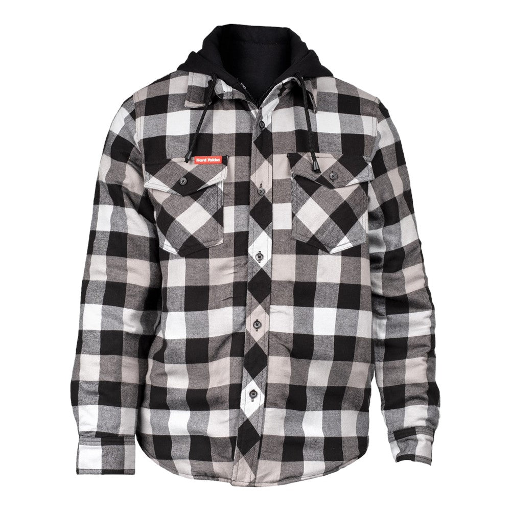 Hard Yakka Quilted Flannel Shacket #colour_grey