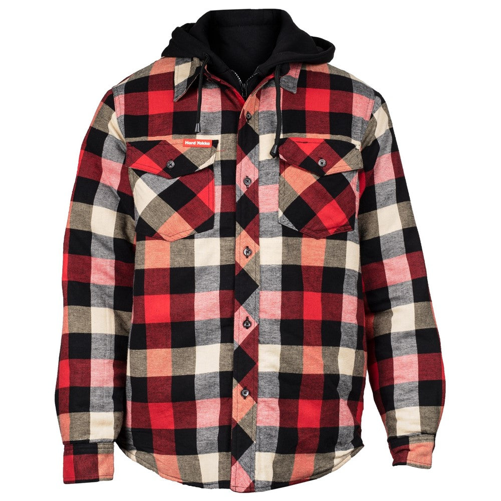Hard Yakka Quilted Flannel Shacket #colour_red
