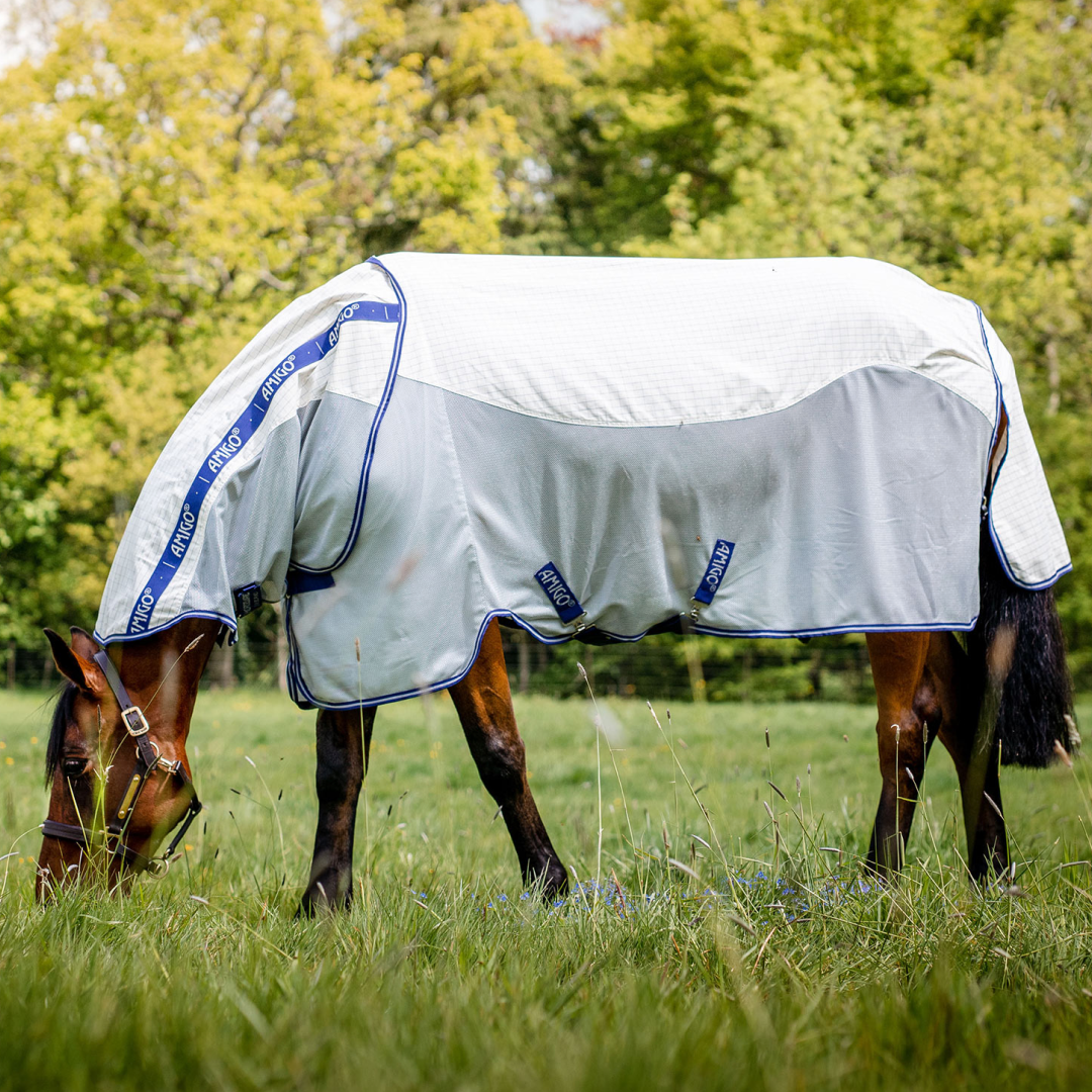 Horseware Ireland Amigo Airflow #colour_navy-check-atlantic-blue-ivory