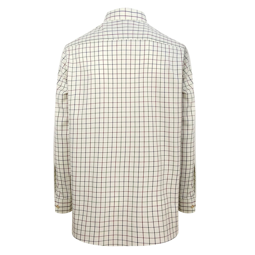 Hoggs of Fife Balmoral Men's Luxury Tattersall Shirt #colour_navy-wine
