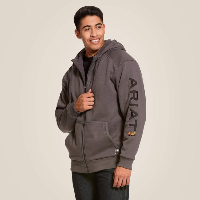 Ariat Men's Rebar All-Weather Full Zip Hoodie #colour_grey