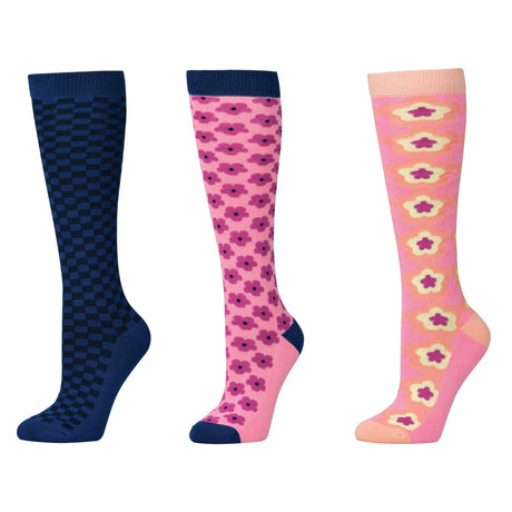 Dublin 3 Pack Socks Adults #colour_navy-geo-floral