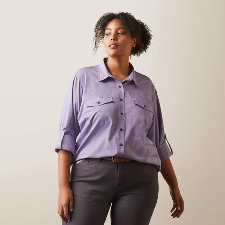 Ariat Women's Rebar Made Tough VentTEK DuraStretch Work Shirt - Corsican Blue Heather
