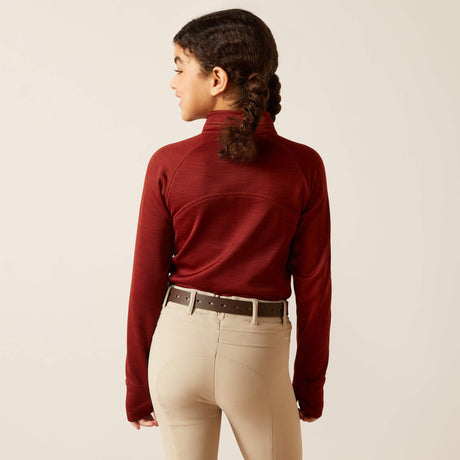 Ariat Youth TEK Team 1/2 Zip Sweatshirt - Navy Heather - Fired Brick