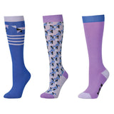 Dublin 3 Pack Socks Childs #colour_purple-geo-ponies