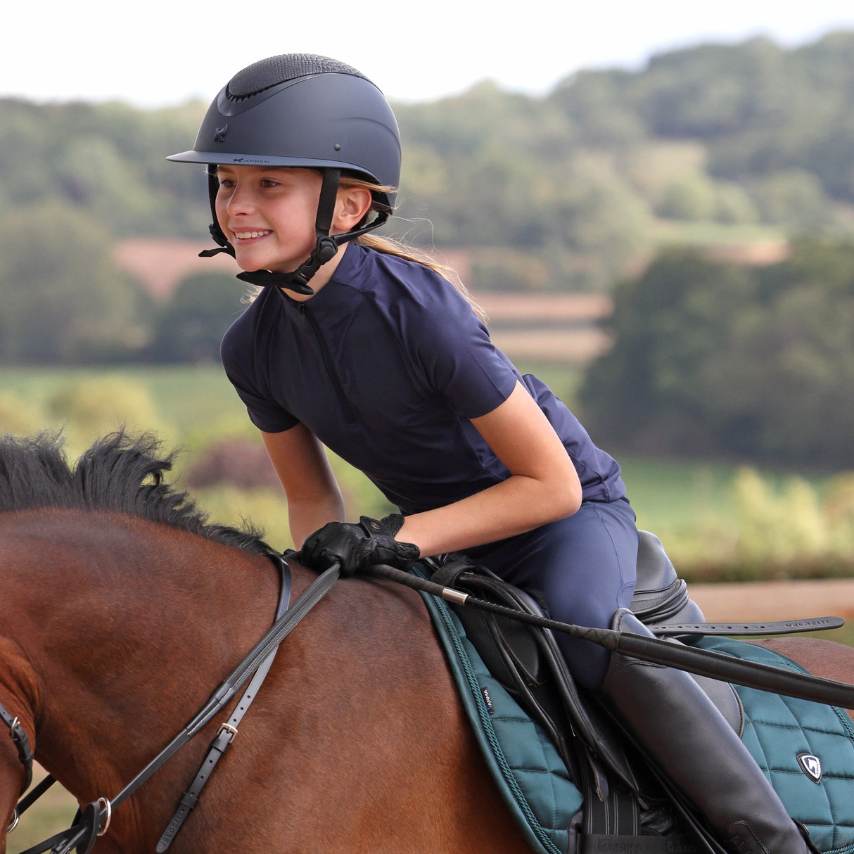 Shires Aubrion Young Rider React Short Sleeve Base Layer #colour_midnight