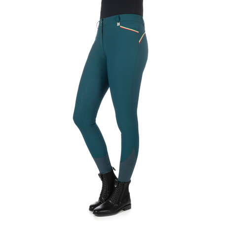 HKM Women's Silicone Full Seat Riding Breeches -Livigno Sportive- #colour_deep-green