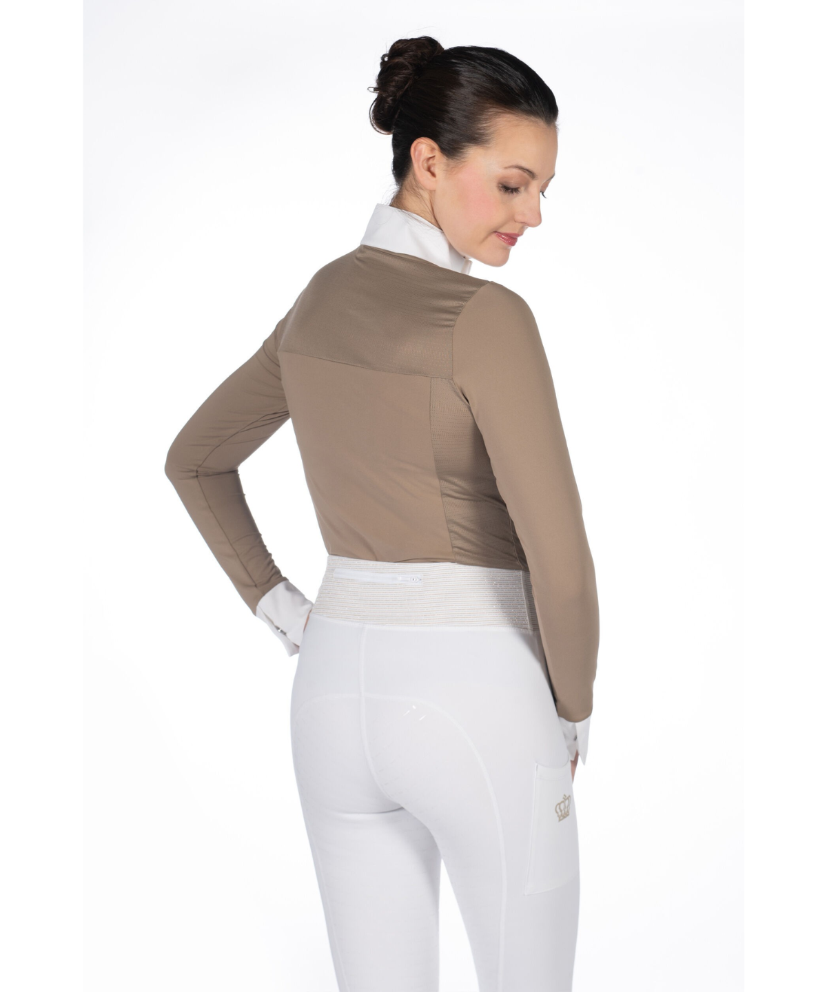 HKM Women's Long Sleeve Competition Shirt -Virginia- #colour_taupe