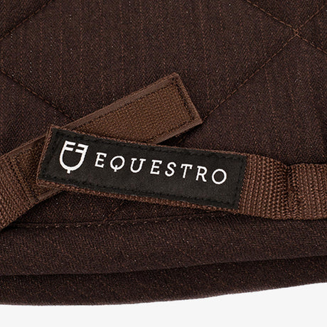 Equestro Pony Jumping Saddle Pad In Cotton With Logo #colour_brown
