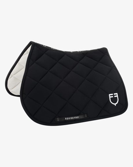 Jumping saddle pad with embroidered logo black line edition - BLACK