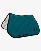 Jumping saddle pad with embroidered logo black line edition - PETROL