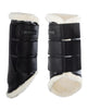 Acavallo Hind Brushing Boots Faux Sheepskin & Triple Hook-And-Loop Closure #colour_black