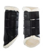 Acavallo Hind Brushing Boots Faux Sheepskin & Triple Hook-And-Loop Closure #colour_black