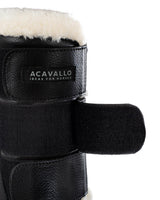 Acavallo Hind Brushing Boots Faux Sheepskin & Triple Hook-And-Loop Closure #colour_black