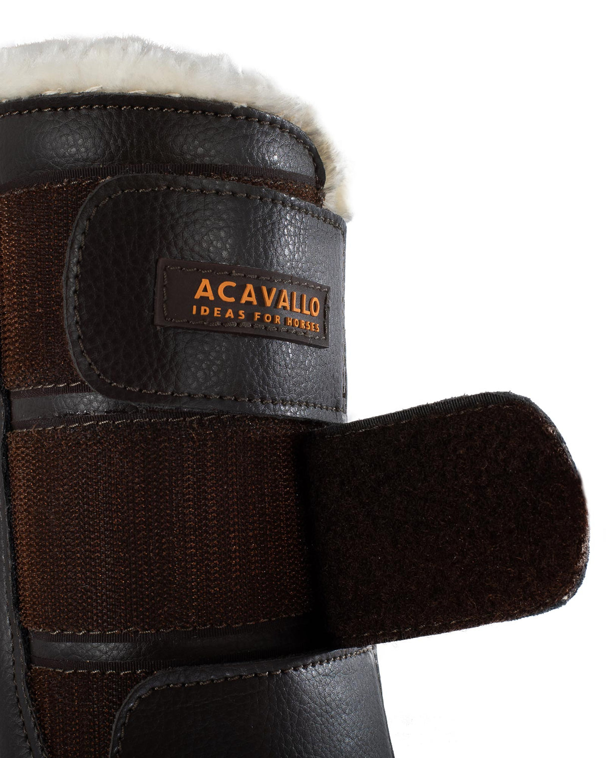 Acavallo Hind Brushing Boots Faux Sheepskin & Triple Hook-And-Loop Closure #colour_brown
