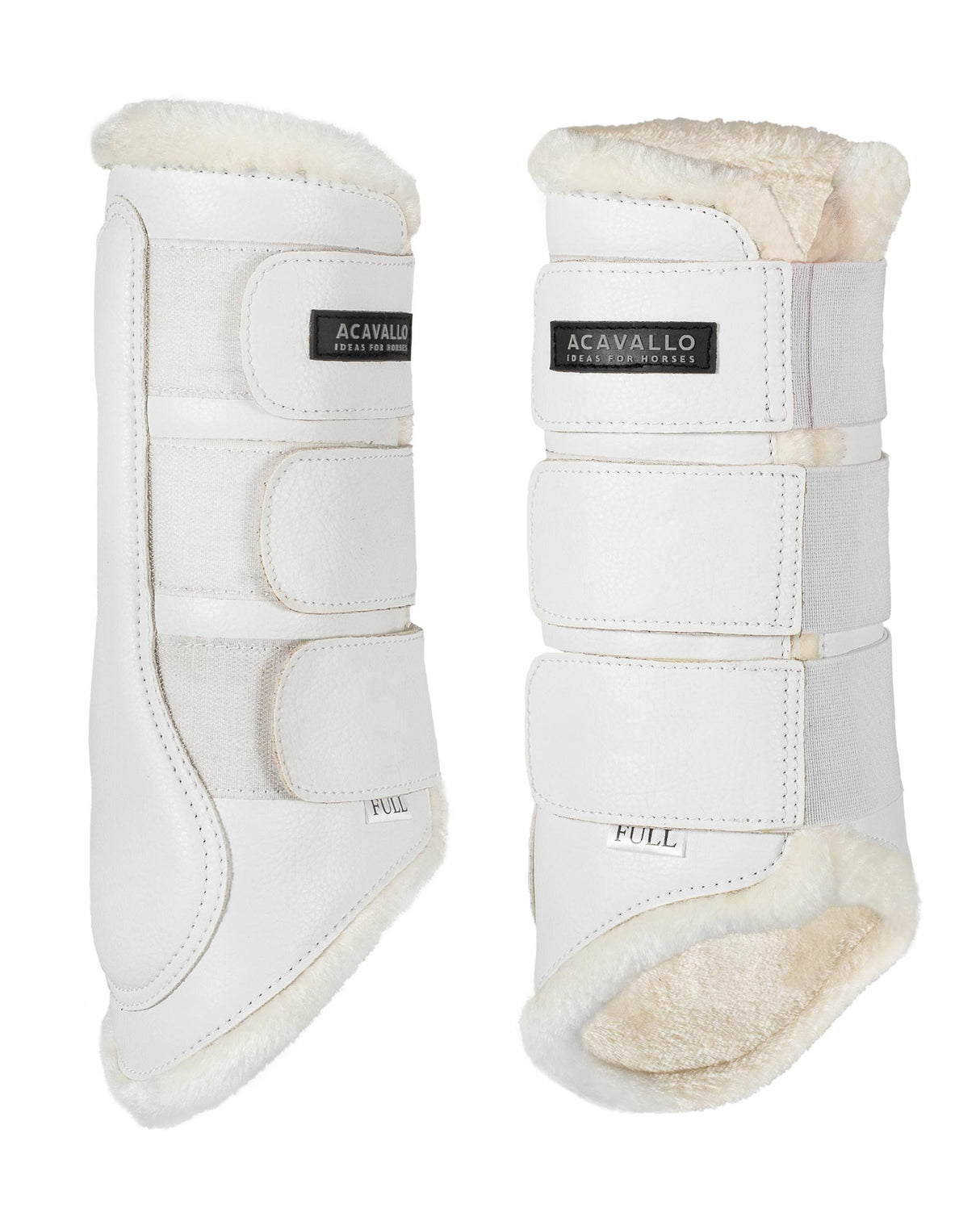 Acavallo Hind Brushing Boots Faux Sheepskin & Triple Hook-And-Loop Closure #colour_white