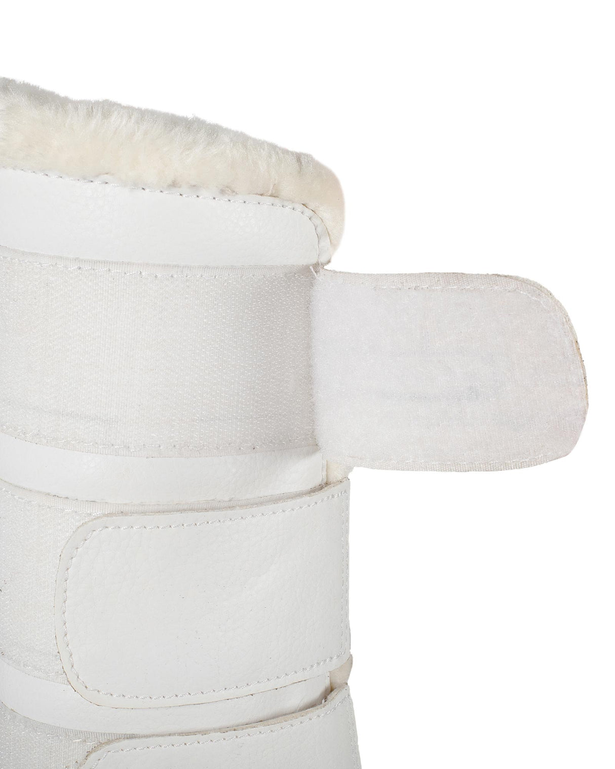Acavallo Hind Brushing Boots Faux Sheepskin & Triple Hook-And-Loop Closure #colour_white