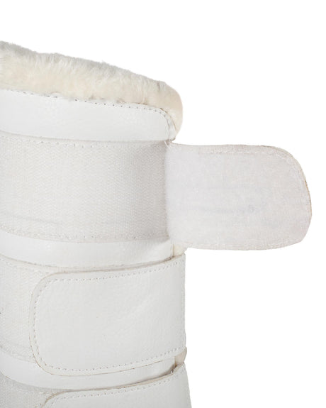 Acavallo Hind Brushing Boots Faux Sheepskin & Triple Hook-And-Loop Closure #colour_white