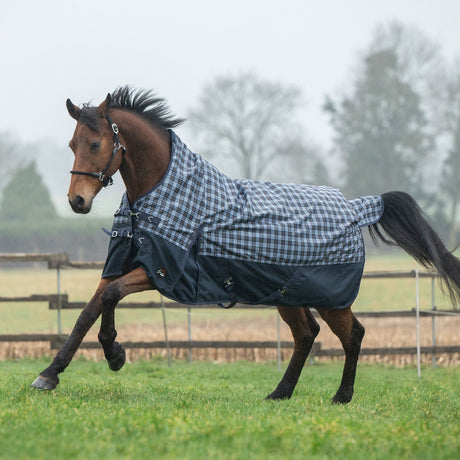 HKM 1200D Fleece Lined Highneck Rug -Glasgow- #colour_deep-blue-check