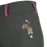 HKM Children's Silicone Full Seat Riding Tights -Pony Dream II- #colour_grey-green