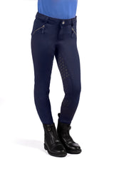 HKM Children's Silicone Full Seat Riding Breeches -Mia- #colour_deep-blue