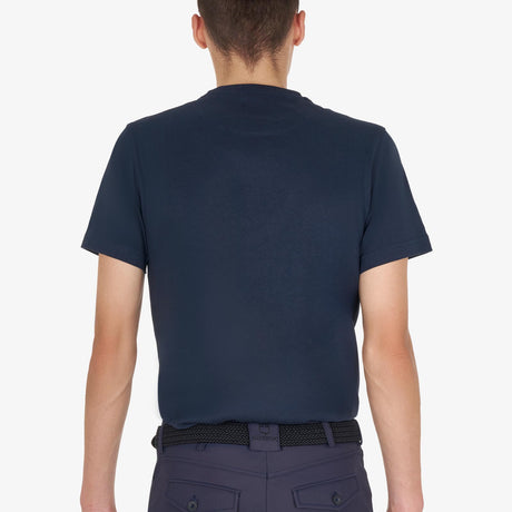 Equestro Men's Horse Club Cotton T-Shirt #colour_blue