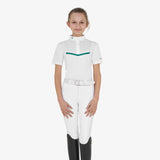 Equestro Girls' Slim Fit Competition Jacket With Chest Perforated Inserts #colour_green-white