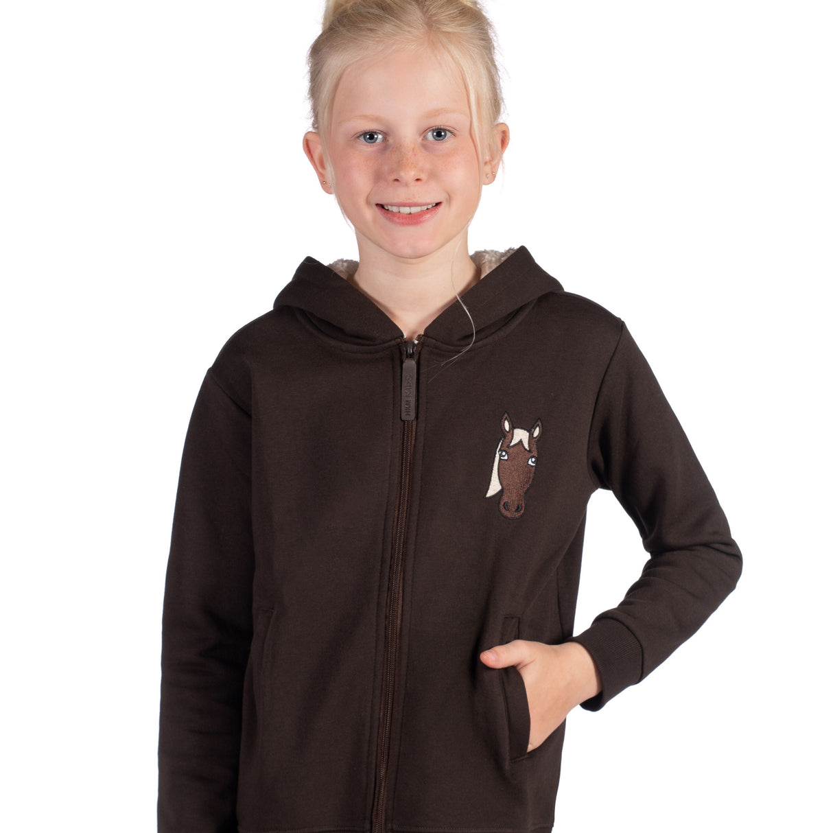 HKM Children's Sweat Jacket -Mia- #colour_dark-brown