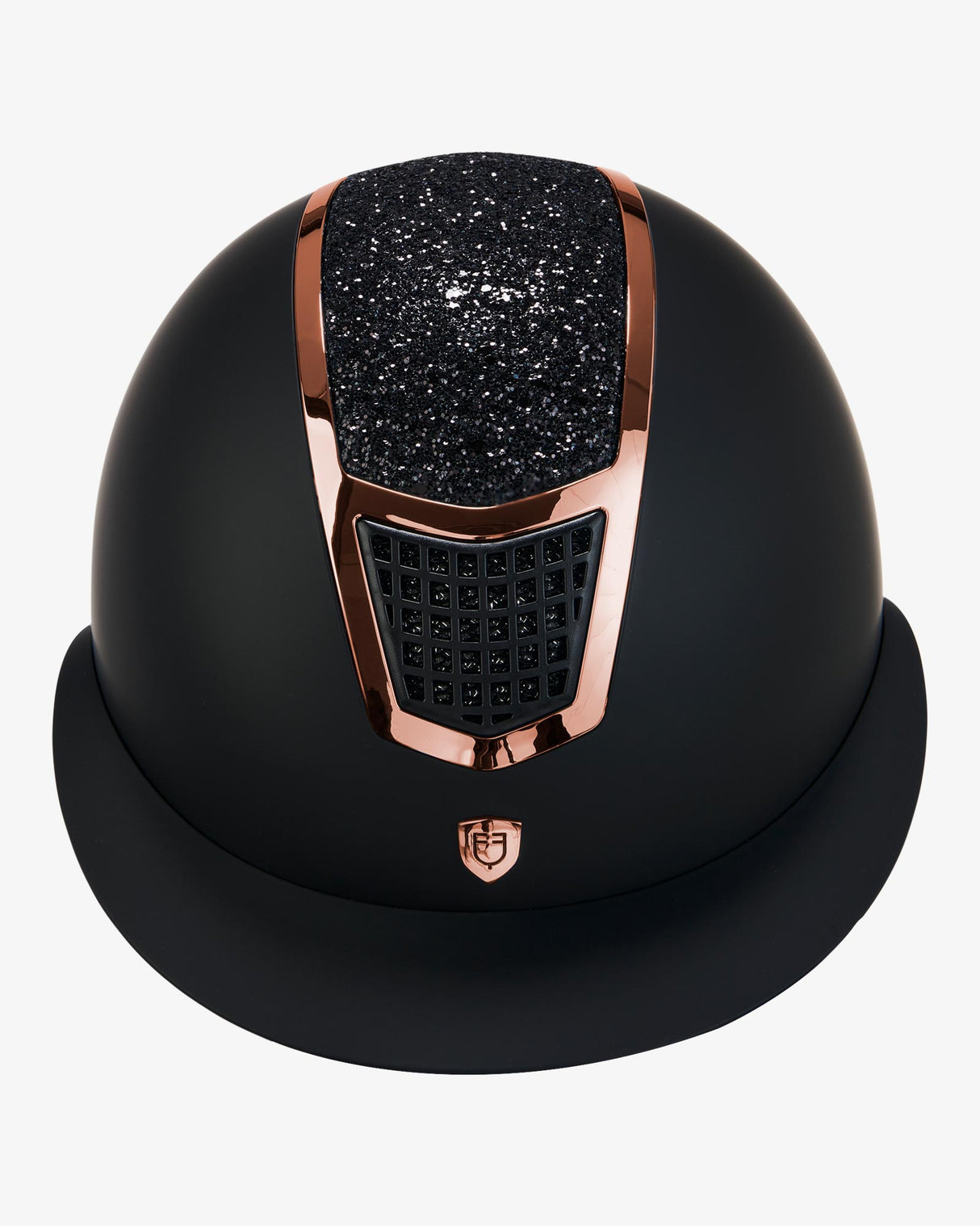 Equestro Helmet With Rhinestones And Wide Visor Homologation En 1384-2023 #colour_black-gold