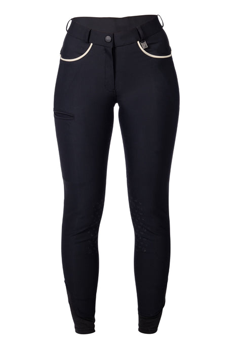HKM Ladies Silicone Knee Patch Riding Breeches -Limone- #colour_black