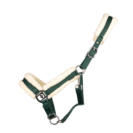 Hy Equestrian Luxury Faux Fur Head Collar #colour_forest-green