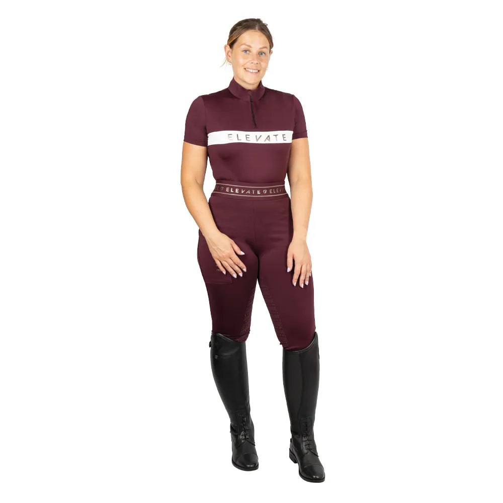 Hy Equestrian Ladies Elevate Allure Riding Tights #colour_berry