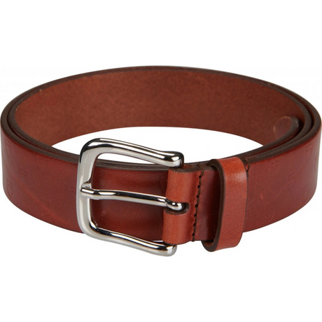 Equestro Leather Belt With Logo #colour_silver-cognac