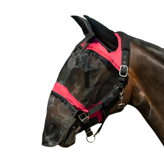 HKM Anti-Fly Mask -Premium- with Nose #colour_magenta