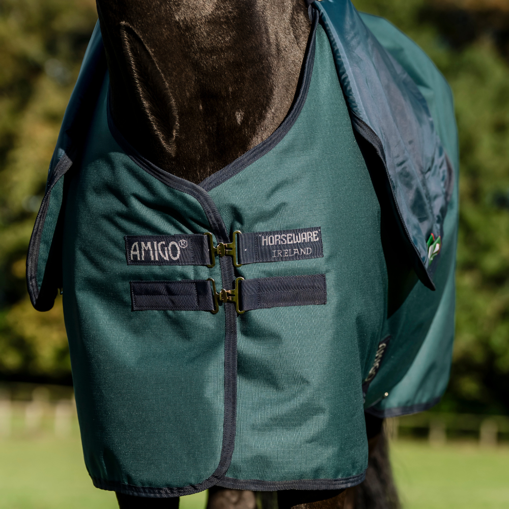 Horseware Ireland Amigo Ripstop 900D Plus 50g Pony Turnout Rug #colour_dynasty-green-navy-silver